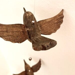 Vintage Carved Wood Hummingbird String Decor
